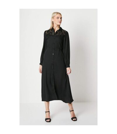Principles Womens/Ladies Lace Detail Button-Down Midi Dress (Black) - UTDH6682