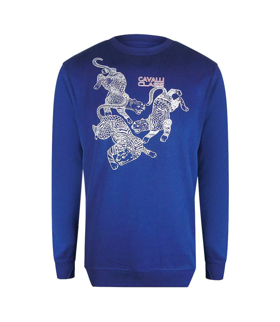 Sweat Motif/style Léopards À Motif Cachemire Homme Bleu Iris Cavalli Class-1