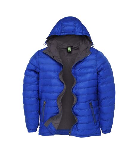2786 Mens Hooded Water & Wind Resistant Padded Jacket (Royal/Grey) - UTRW3424