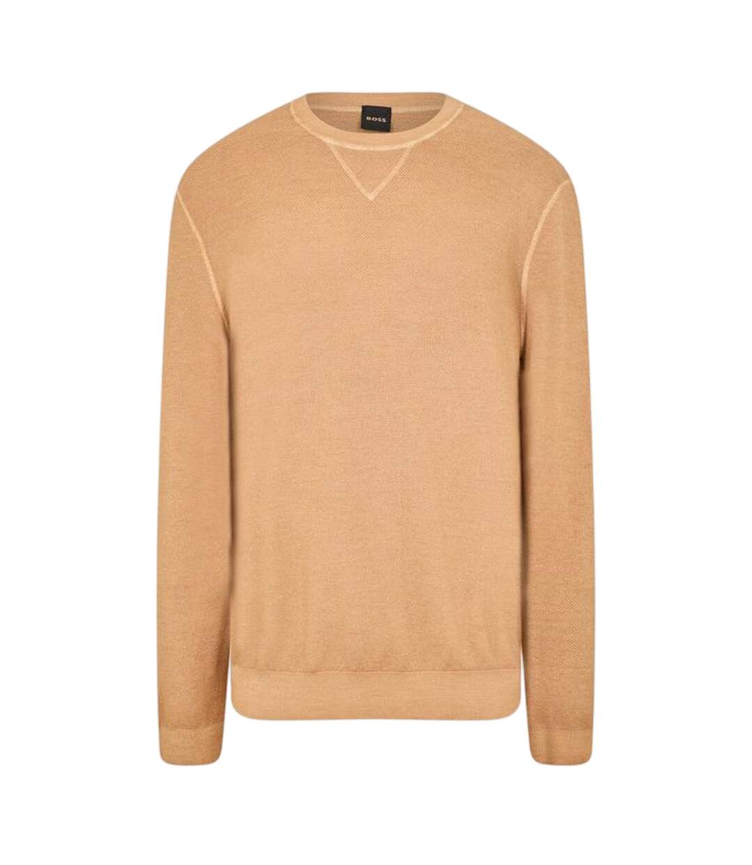 Mens Crew Neck Regular Long-sleeved Sweatshirt Medium Beige Boss-1