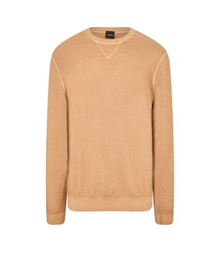 Mens Crew Neck Regular Long-sleeved Sweatshirt Medium Beige Boss