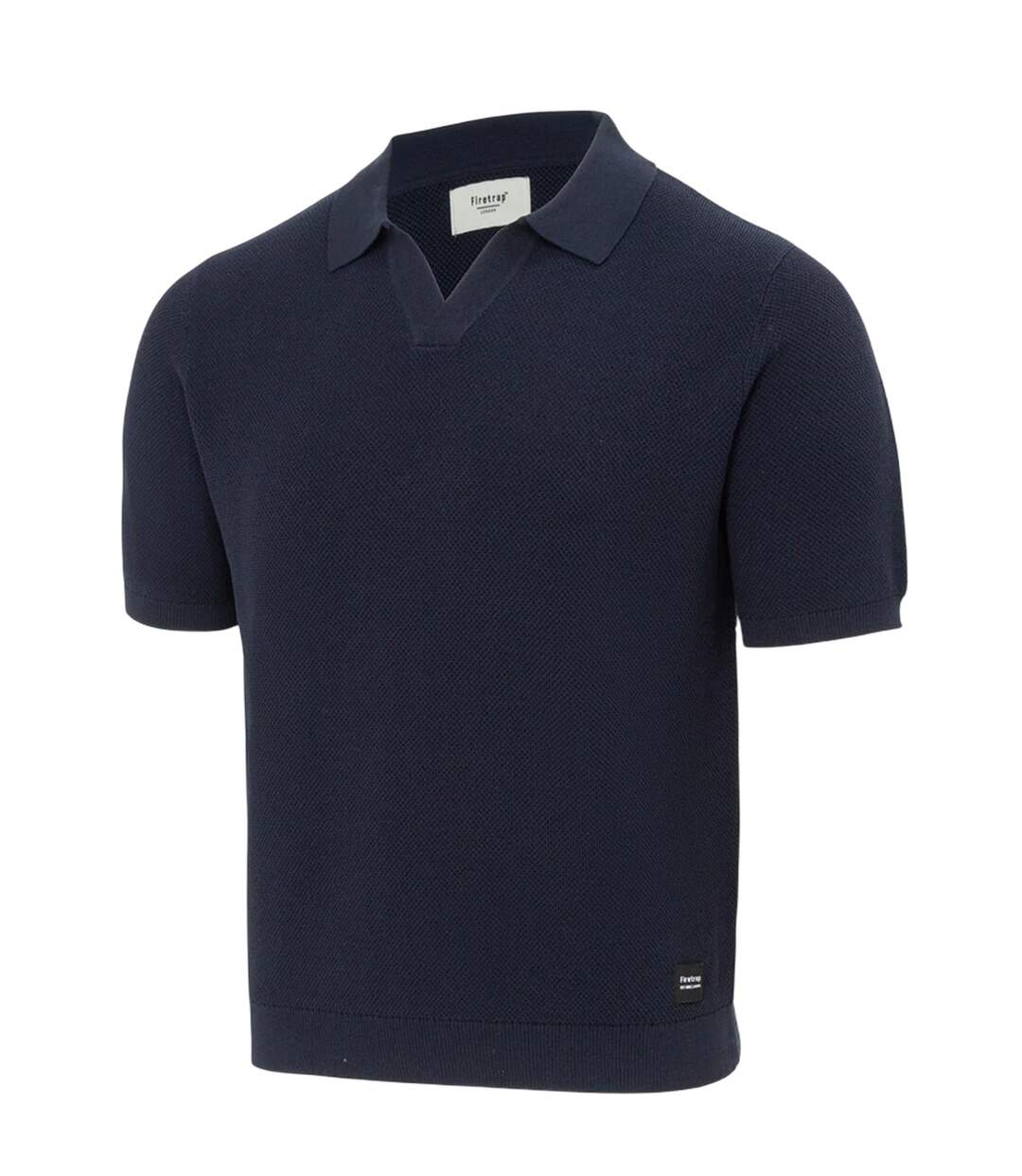 Mens Textured Collared Polo Shirt Blue Firetrap-1