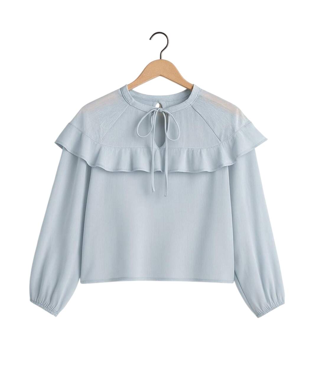 Womens/ladies Ruffled Long-sleeved Blouse Blue I Saw It First-1