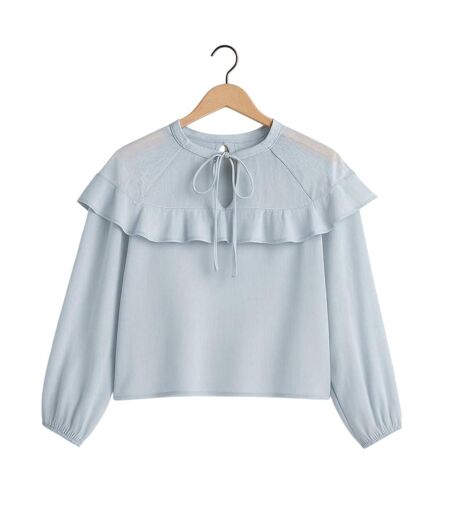 Womens/ladies Ruffled Long-sleeved Blouse Blue I Saw It First