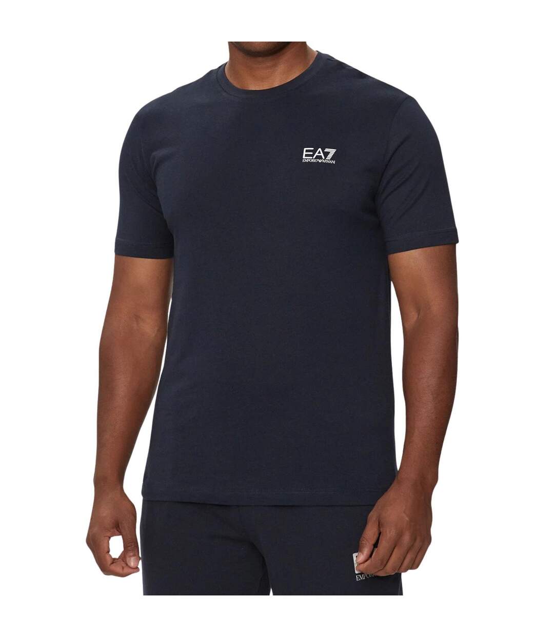 Mens Cotton Slim T-shirt Navy Silver Emporio Armani EA7-1
