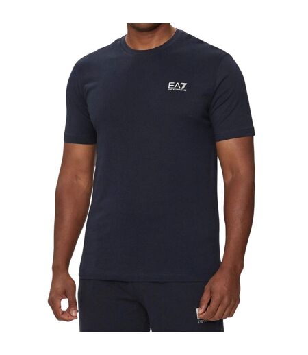 Mens Cotton Slim T-shirt Navy Silver Emporio Armani EA7