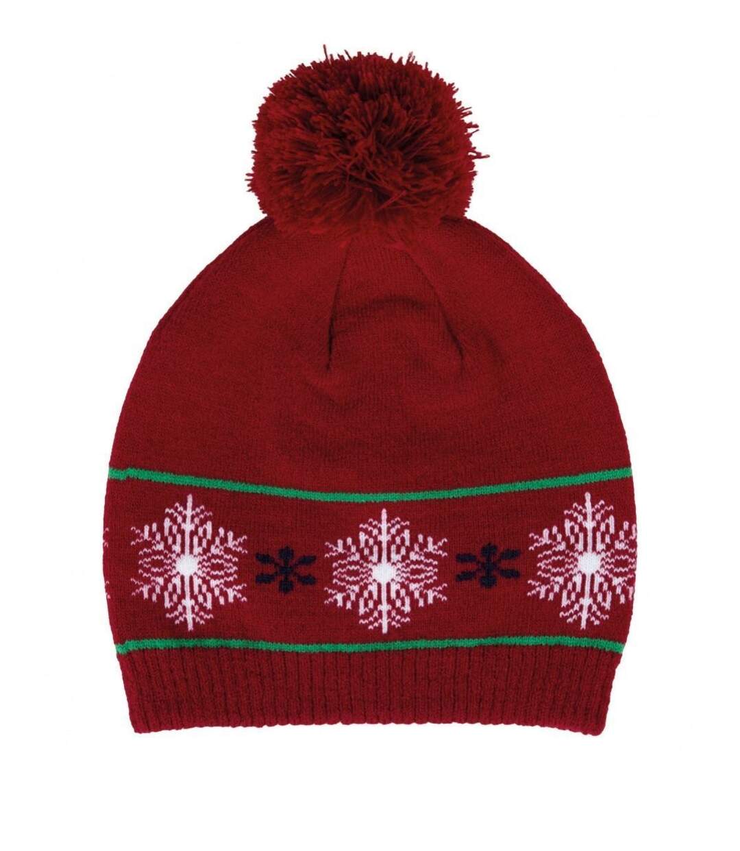 Bonnet à pompon aux motifs de Noël - Adulte - KP558 - rouge