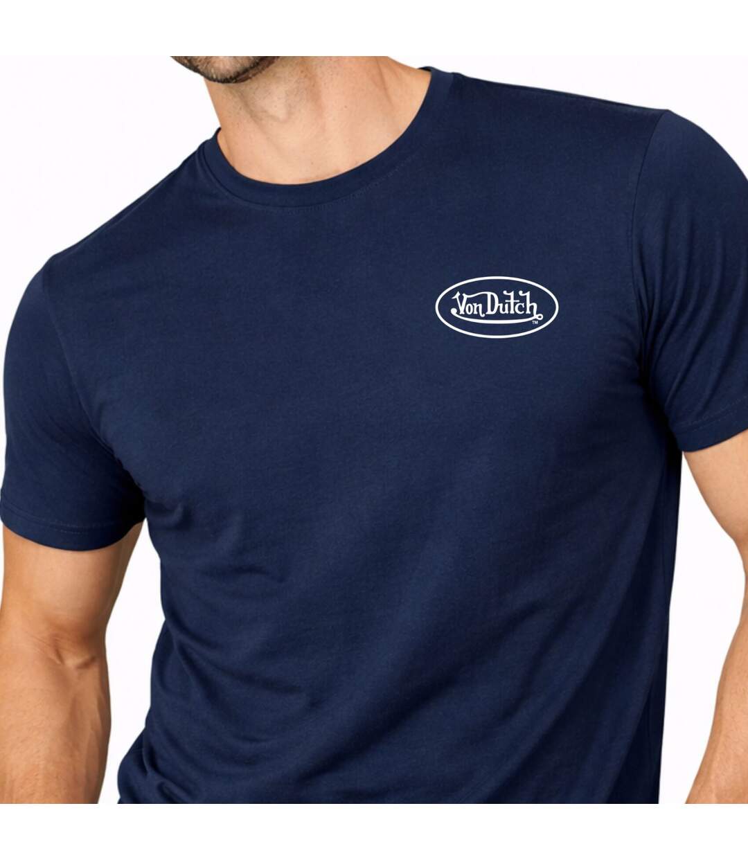 T-shirt homme col rond en jersey 140grm imprimé devant Log4 Vondutch-2