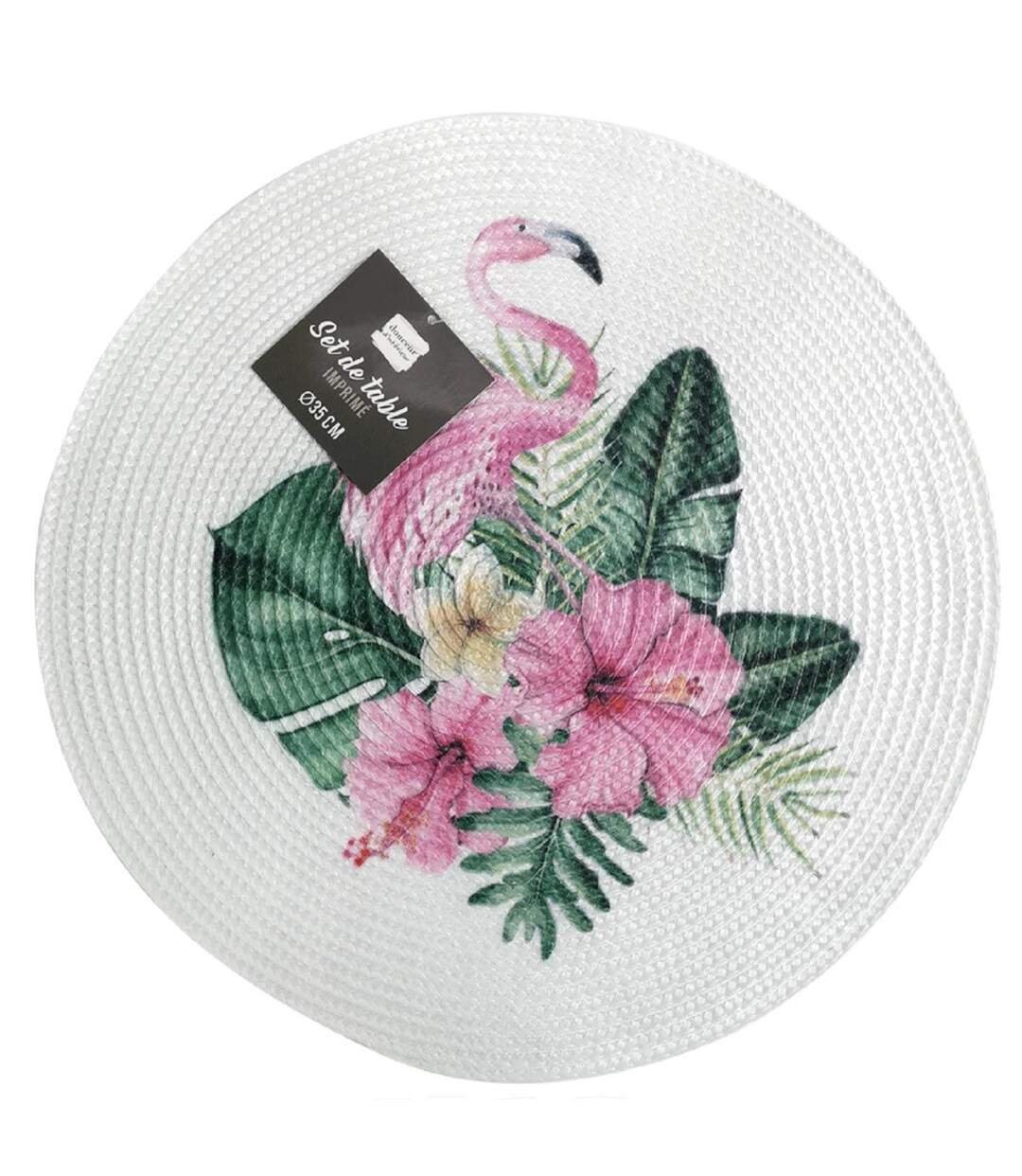 Set de Table Imprimé Flamant 35cm Blanc-4