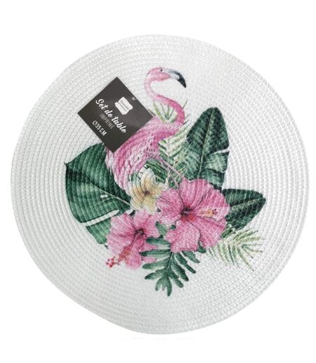 Set de Table Imprimé Flamant 35cm Blanc