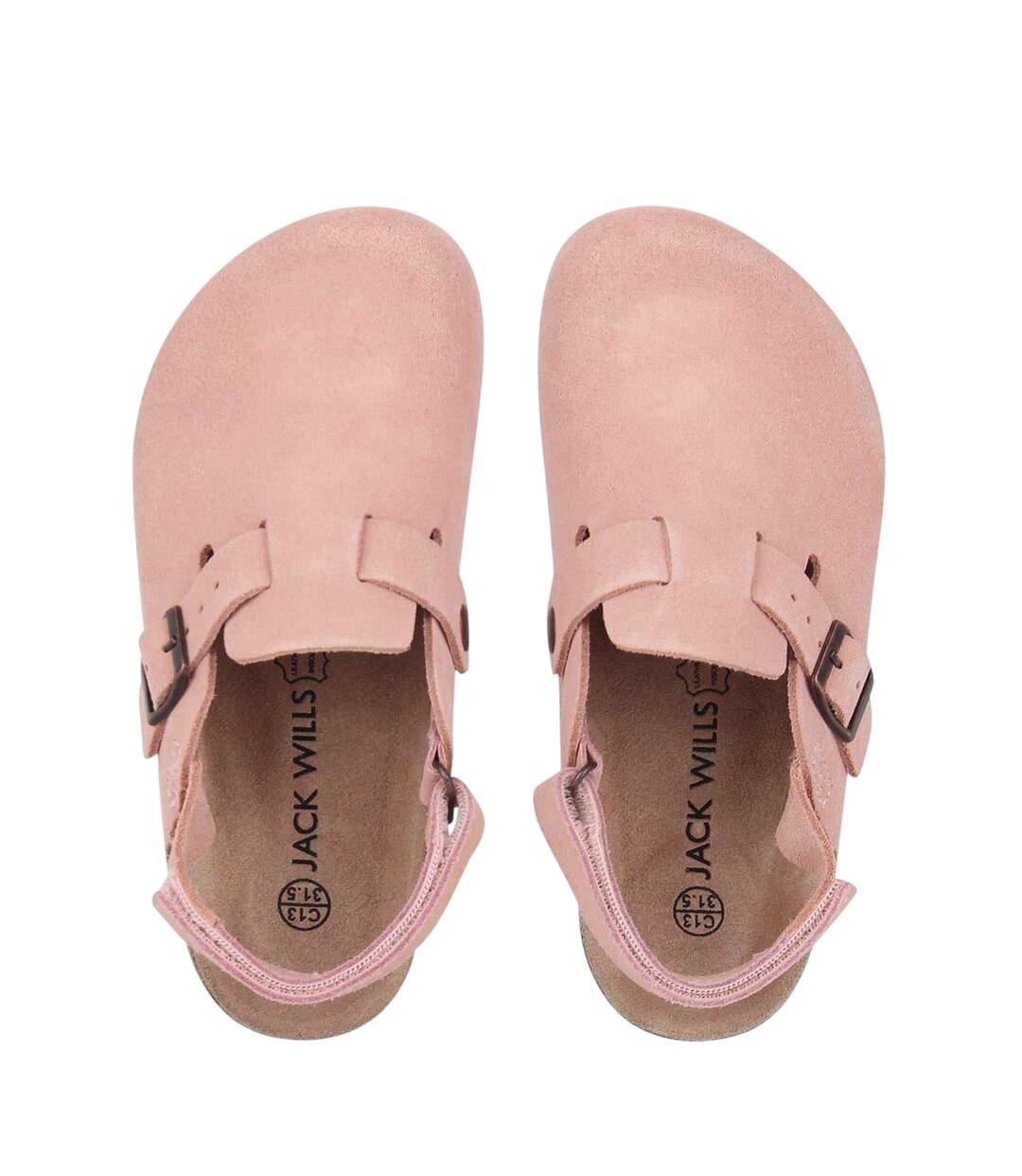 Childrens/kids Leather Mule Sandals Blush Pink Jack Wills-4