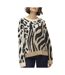Pull marron imprimé femme vero moda kai-1