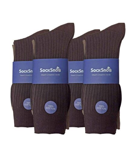Sock Snob - 12 Paires Homme Chaussettes Coton Respirant Unies Côtelées