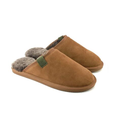 Mens ellis sheepskin slippers chestnut Eastern Counties Leather