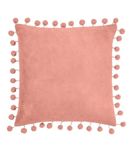 Dora pom pom velvet square cushion cover 45cm x 45cm pale pink Furn