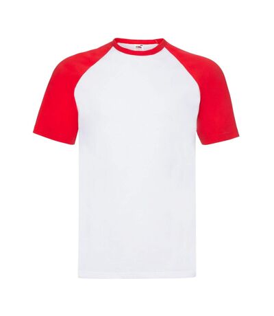 T-shirt Adulte Blanc Rouge Fruit Of The Loom