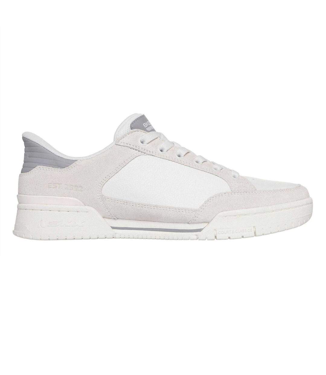 Mens Leather Flat Trainers Off White Skechers-3