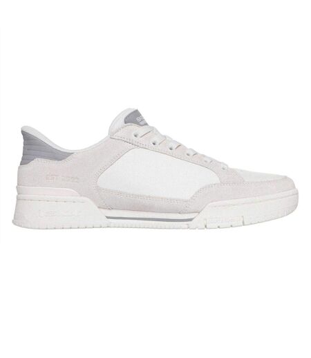 Mens Leather Flat Trainers Off White Skechers