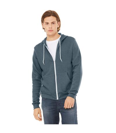 Canvas Unixex Zip-up Polycotton Fleece Hooded Sweatshirt / Hoodie Slate Heather Bella + Canvas