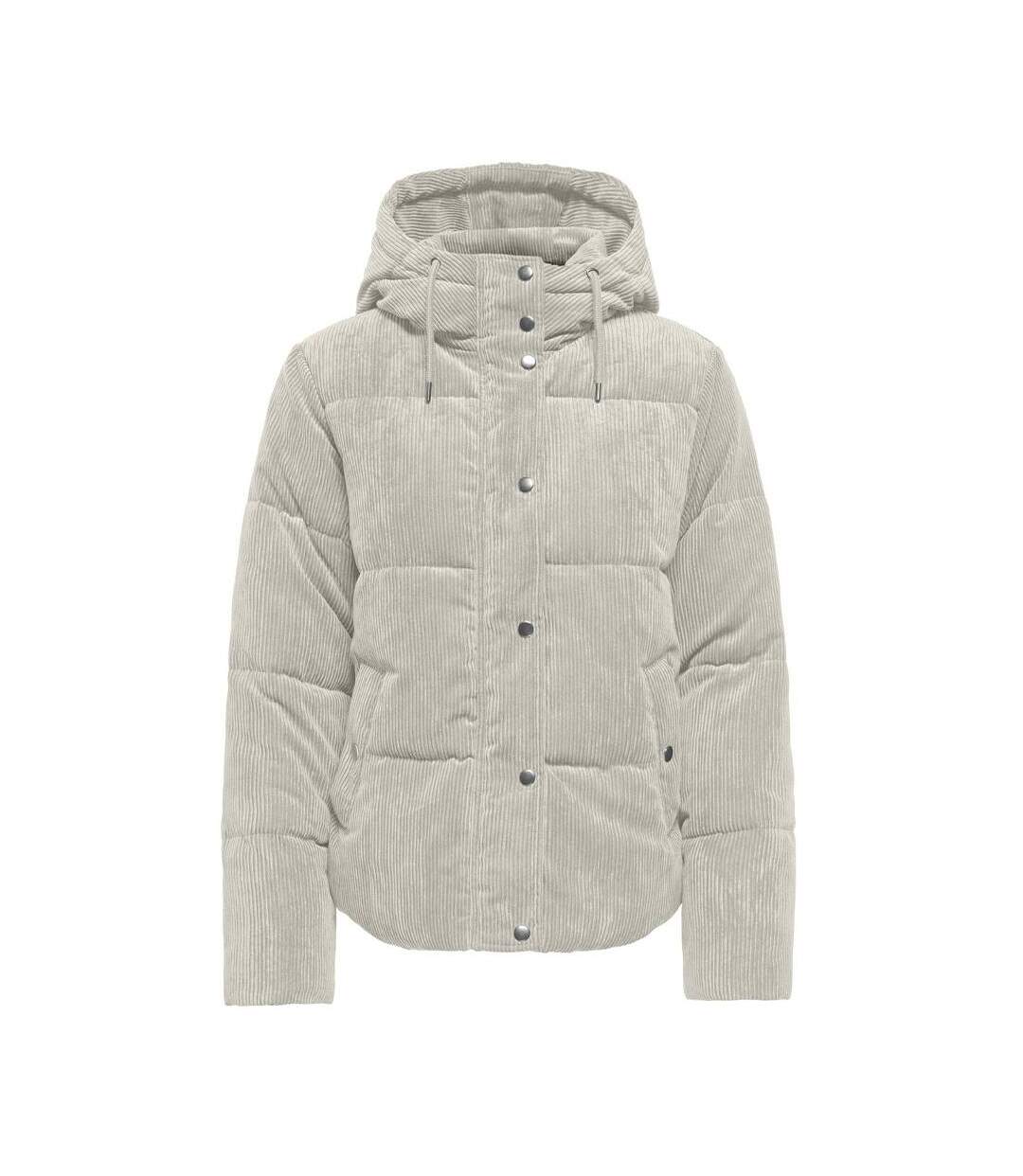 Doudoune velours côtelé ecru femme jdy vita-1