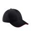 Casquette Motif/style 6 Panneaux Athleisure Noir Rouge Beechfield-1
