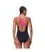 Womens/ladies Medalist Logo One Piece Swimsuit Anthracite Pink Speedo-3