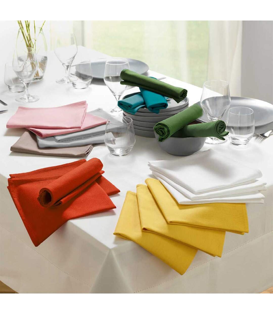 Lot de 3 Serviettes de Table Initia 40x40cm Jaune-4