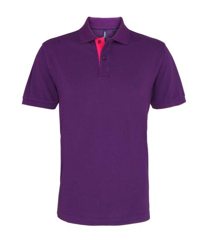 Asquith & Fox Mens Classic Fit Contrast Polo Shirt (Purple/ Pink)