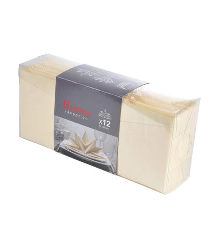 Lot de 12 Serviettes en Papier Pré Pliées 40x60cm Crème