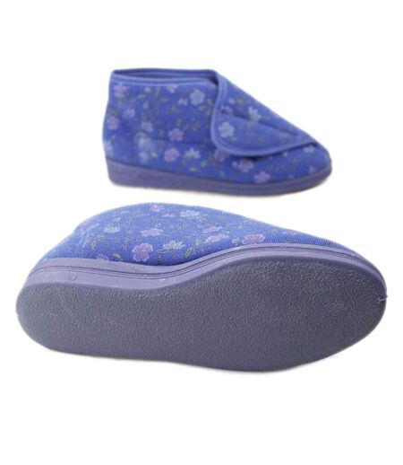 Comfylux Womens/Ladies Andrea Floral Bootee Slippers (Blue) - UTDF505