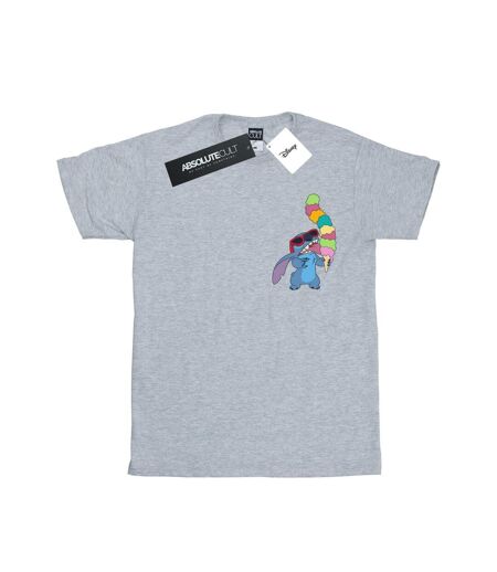 Disney Femmes/Ladies Lilo And Stitch Ice Cream Cotton Boyfriend T-Shirt (Gris sportif) - UTBI29621