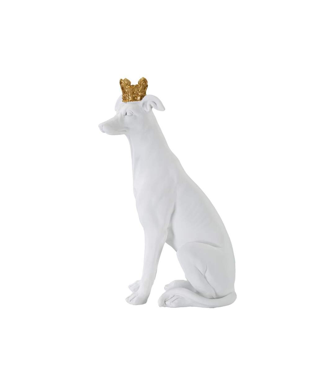 Statuette Déco Chien Couronne 33cm Blanc-2