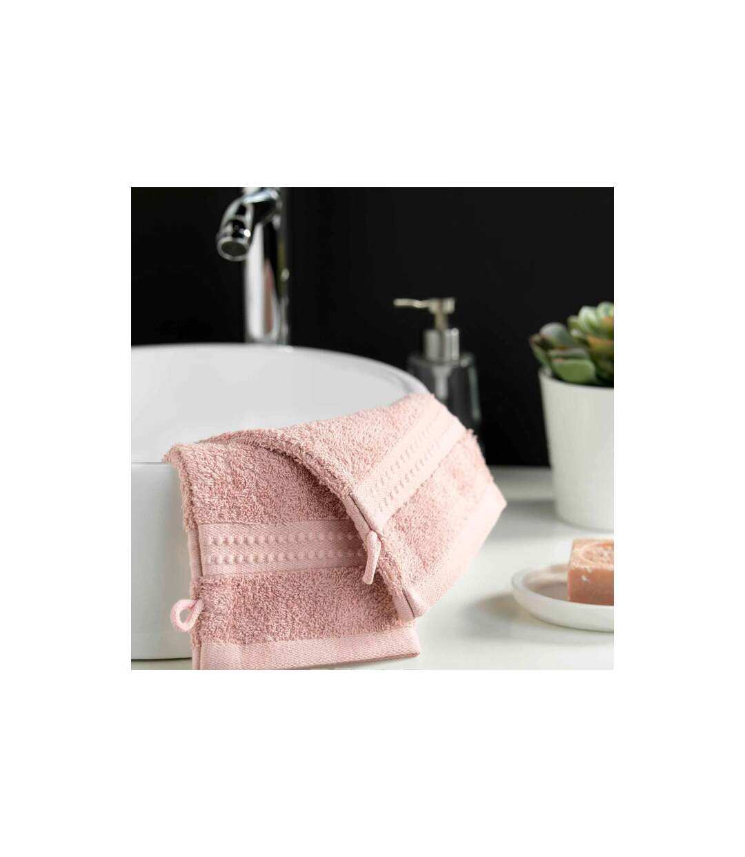 Lot de 2 Gants de Toilette Excellence 15x21cm Rose Blush-3