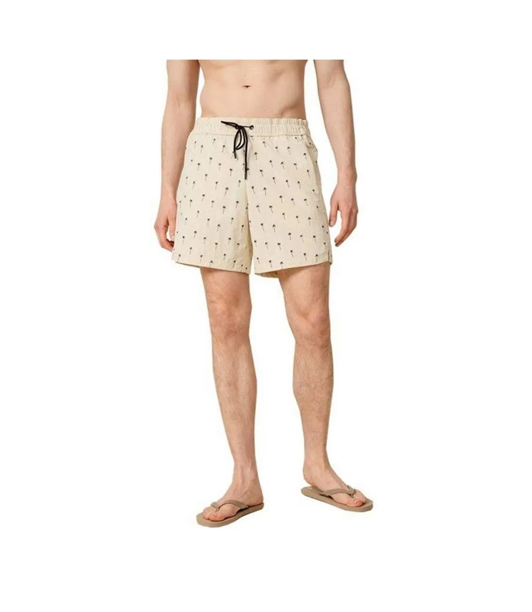 Short De Bain Motif/style Palmier Homme Beige Outhorn-4