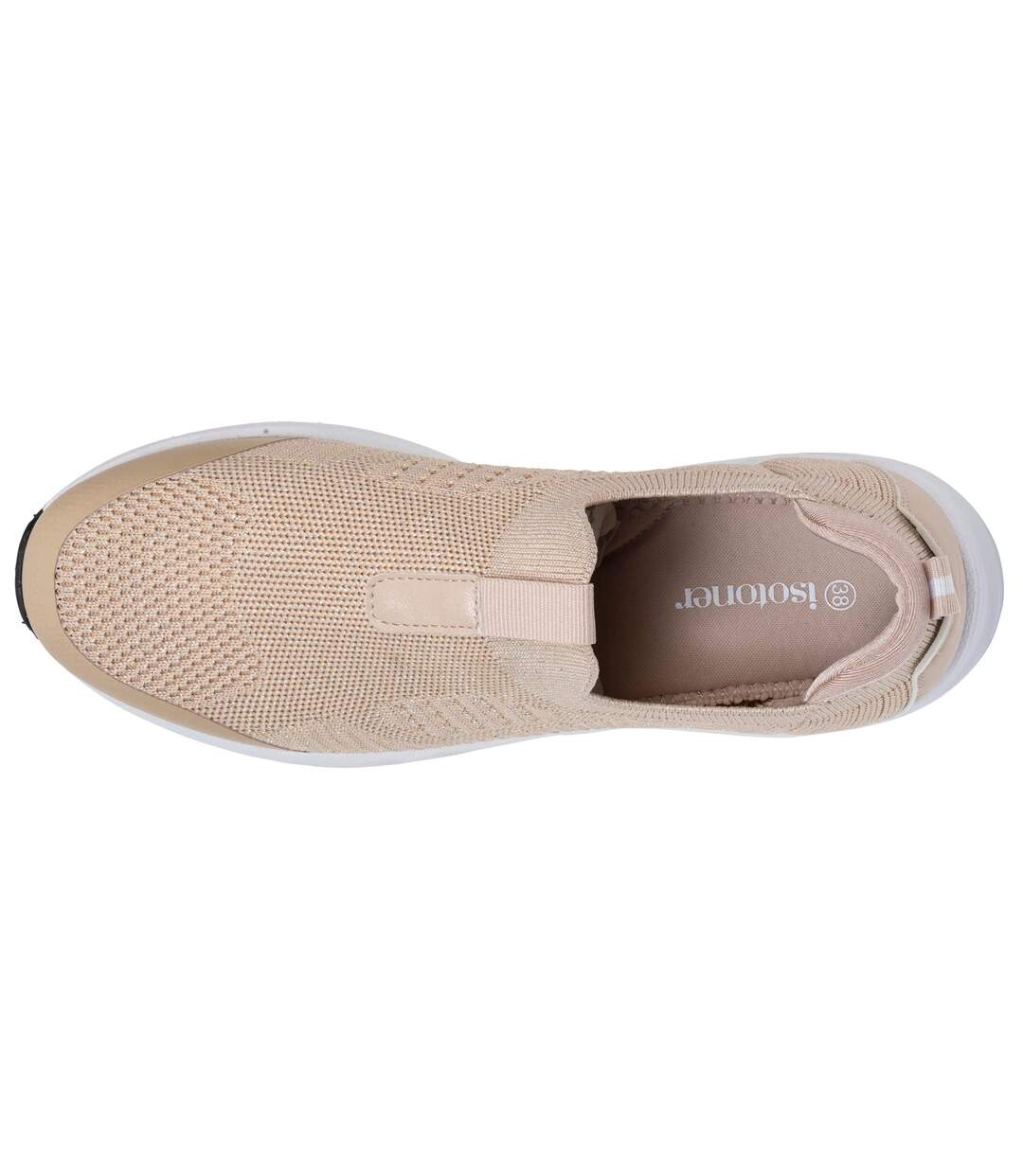 Isotoner Baskets femme maille lurex, slip on, confortable, souple et légères, avec lacets-3