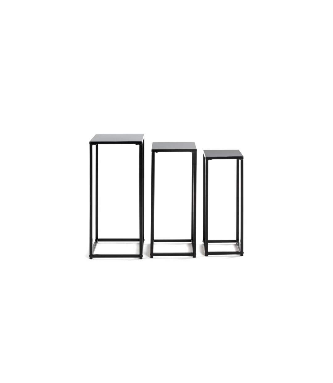 Lot de 3 Porte-Plantes en Métal Cromano 71cm Noir-2