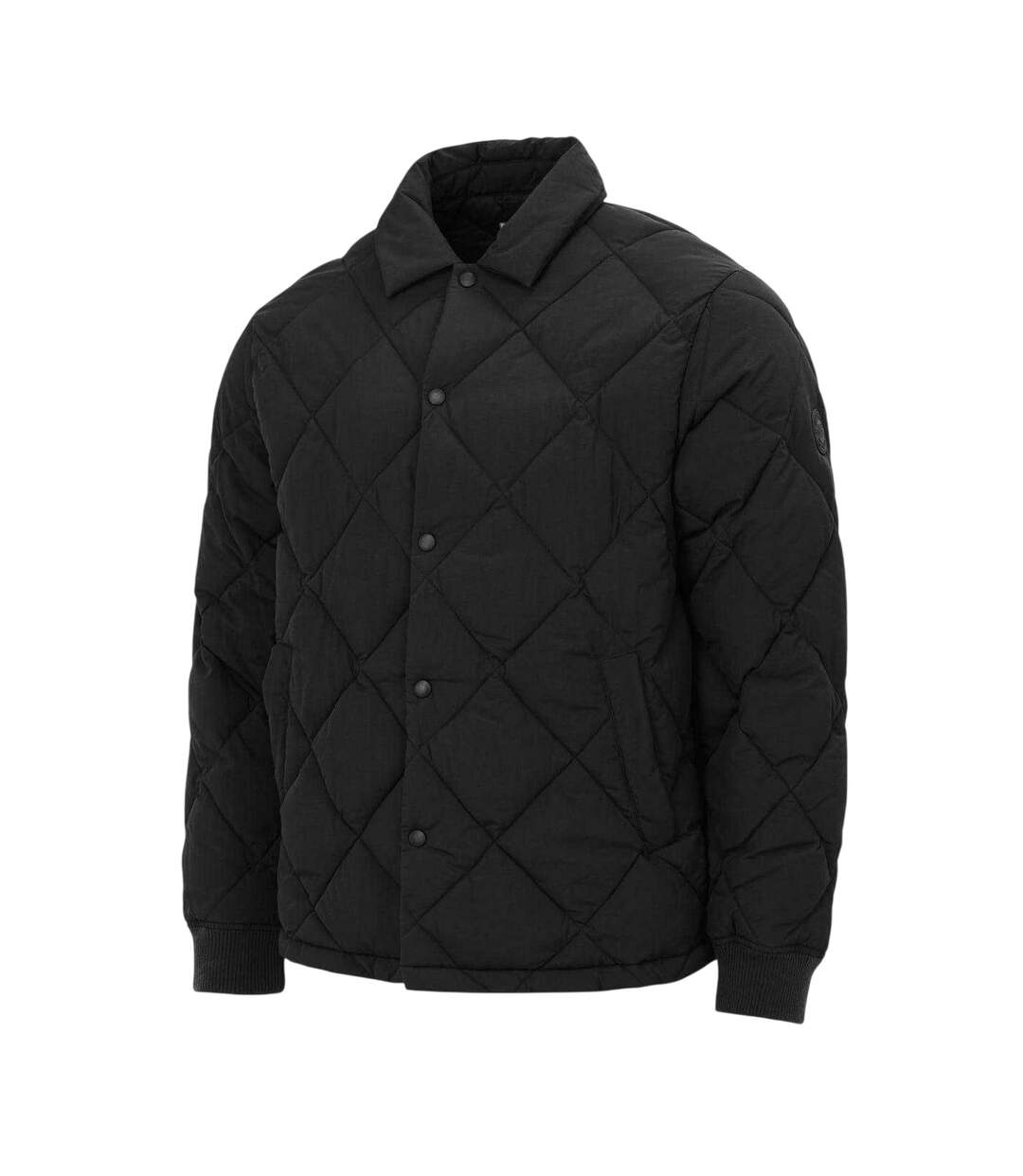Mens Quilted Button-down Jacket Black Firetrap-3