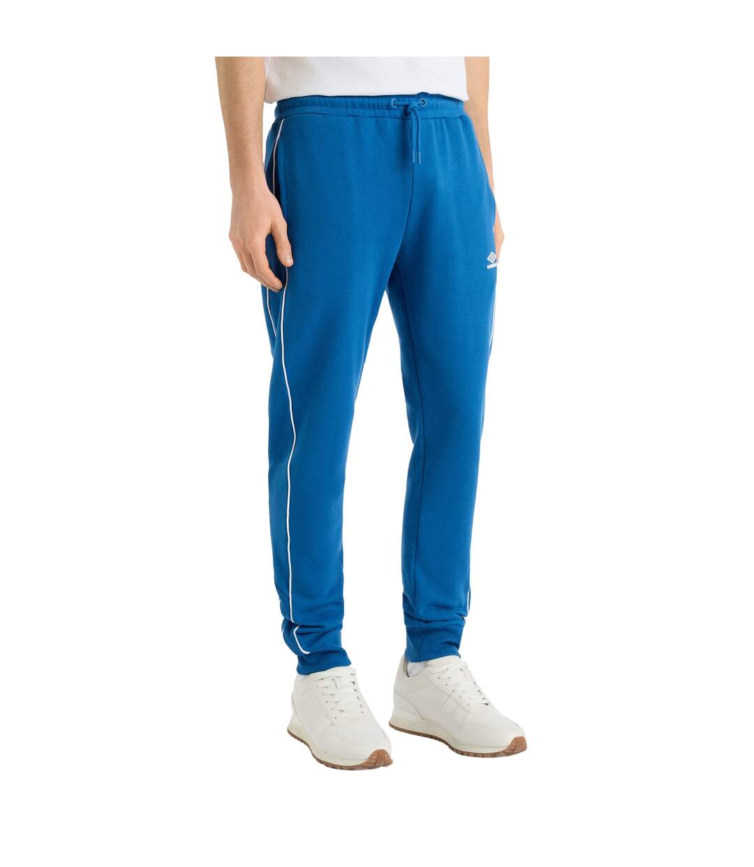Mens Panelled Jogging Bottoms Classic Blue Brilliant White Umbro-3
