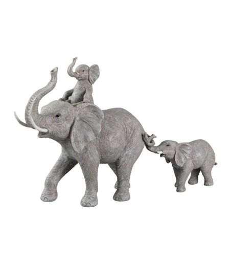 Statuette Déco Bébé Eléphant sur Dos 71cm Gris