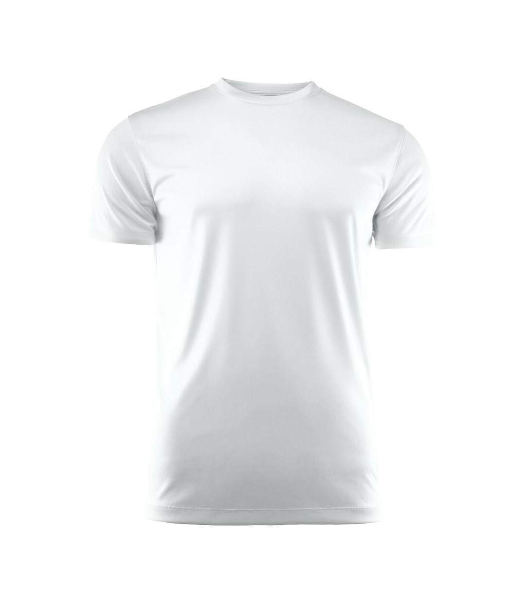 Mens Run Active T-shirt White Printer RED-1