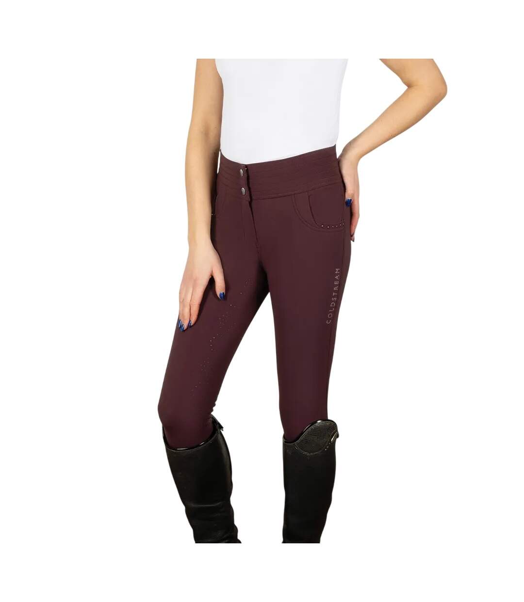 Womens/ladies Fenham Diamante Breeches Bordeaux Coldstream-1