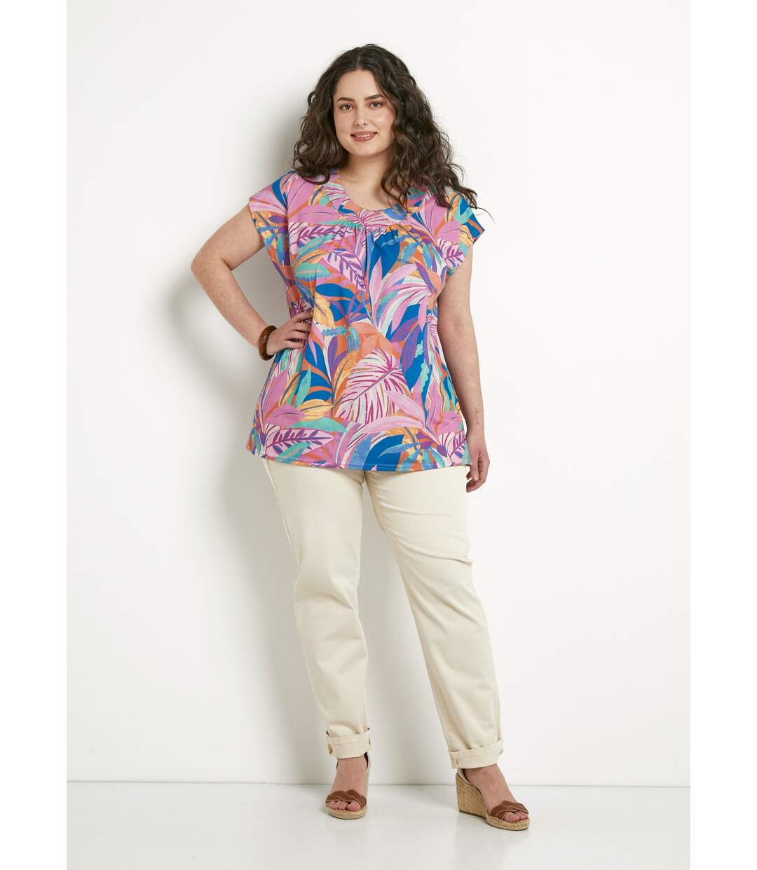 T-shirt long ample manches courtes imprimé-3
