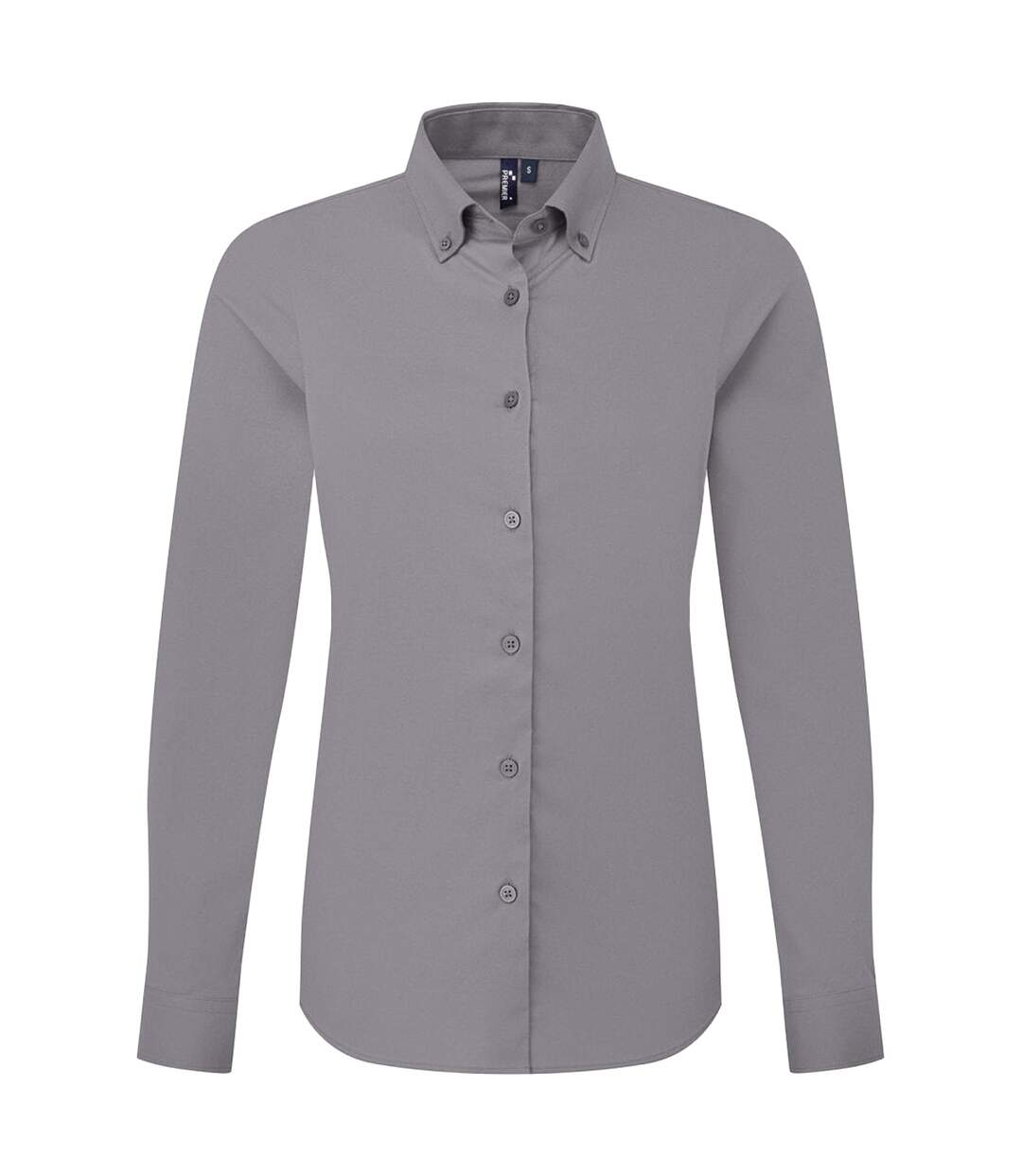 Womens/ladies supreme oxford long-sleeved shirt steel grey Premier-1