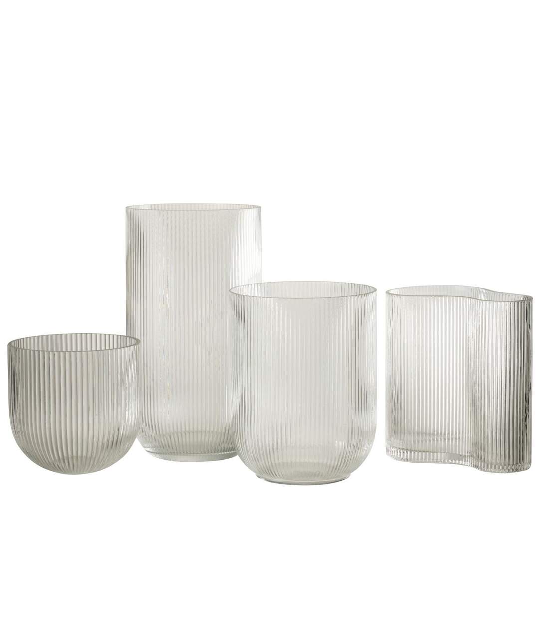 Vase Irrégulier en Verre Ligné 20cm Transparent-2