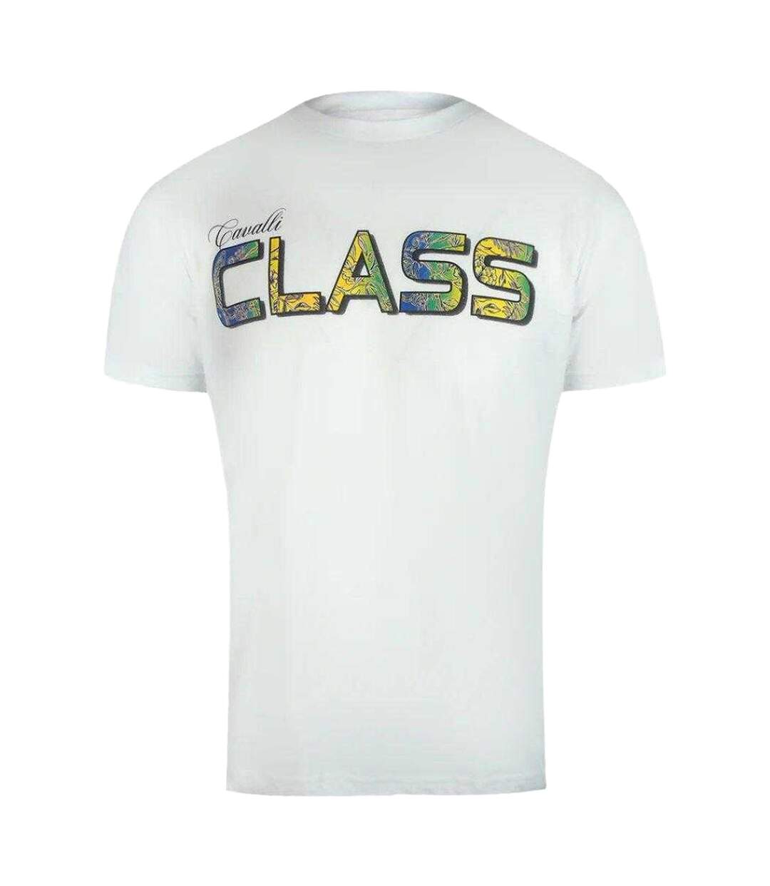 T-shirt Motif Floral Vibrant Homme Blanc Cavalli Class-1