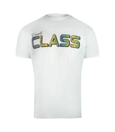 T-shirt Motif Floral Vibrant Homme Blanc Cavalli Class