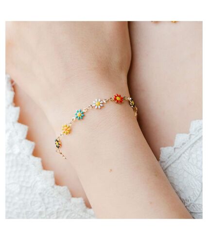 Colourful Rainbow Sun Flower Charm Indie Daisy Floral Summer Boho Bracelet
