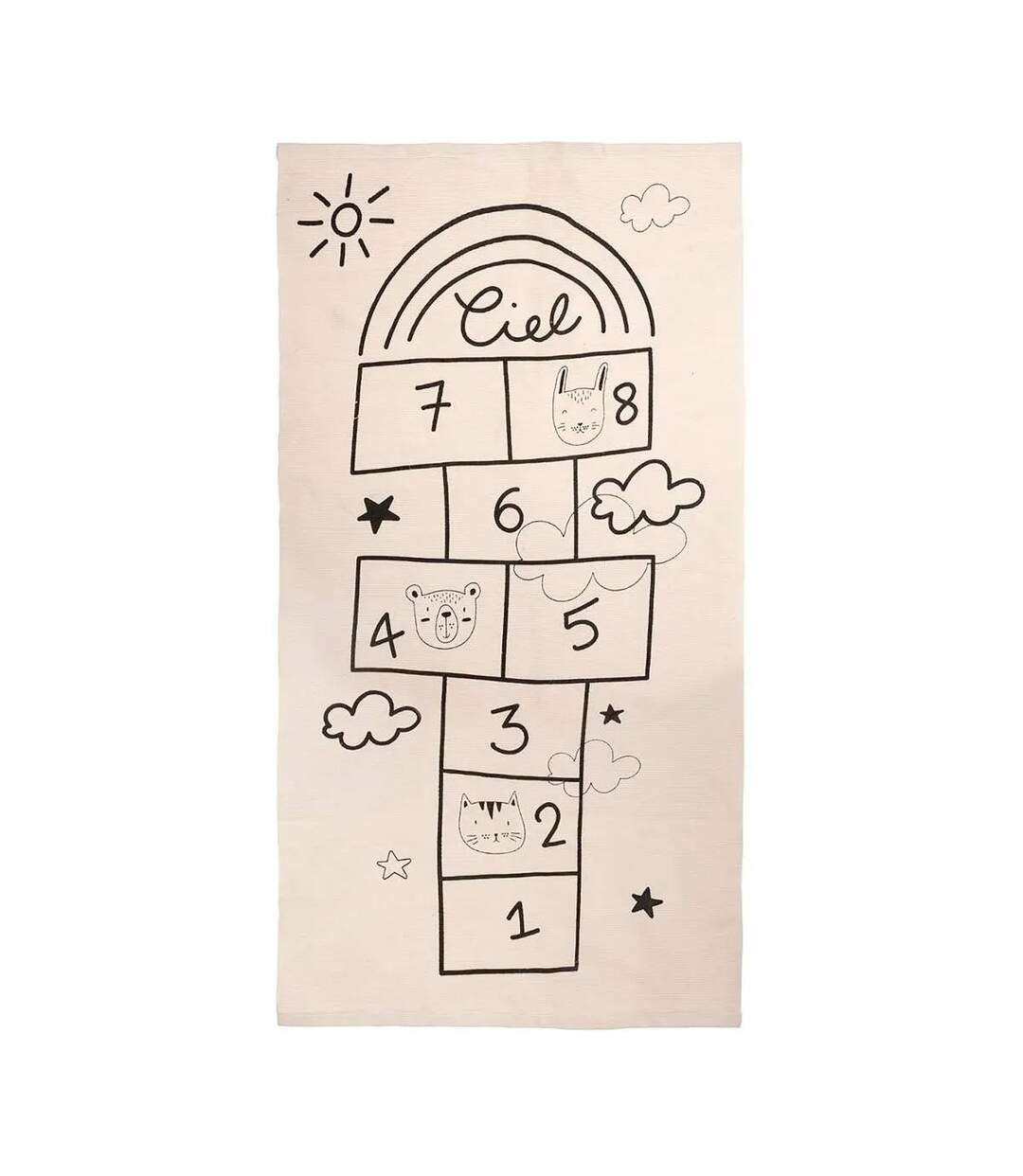 Tapis Déco Enfant Marelle 80x150cm Naturel-1