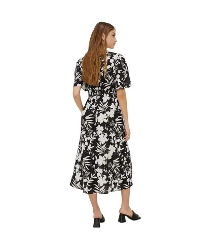 Dorothy Perkins Womens/Ladies Floral Shirred Waist Midi Dress (Monochrome) - UTDP3913