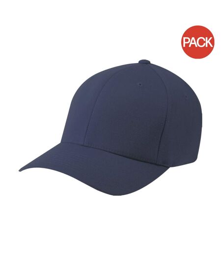 Pack of 2  Mens flexfit fitted baseball cap  navy Yupoong